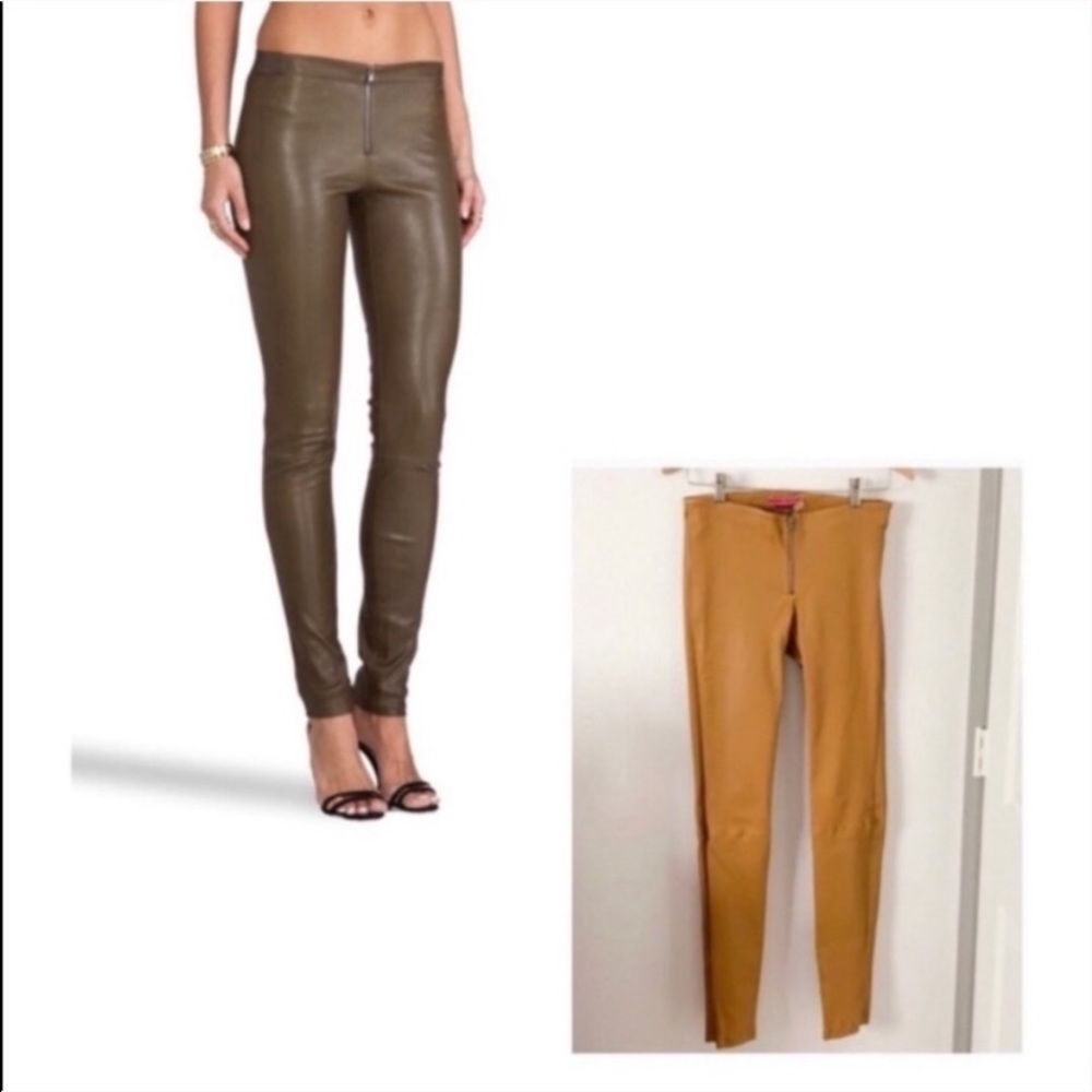 Alice + Olivia Leather Front Zip Pants Leggings
